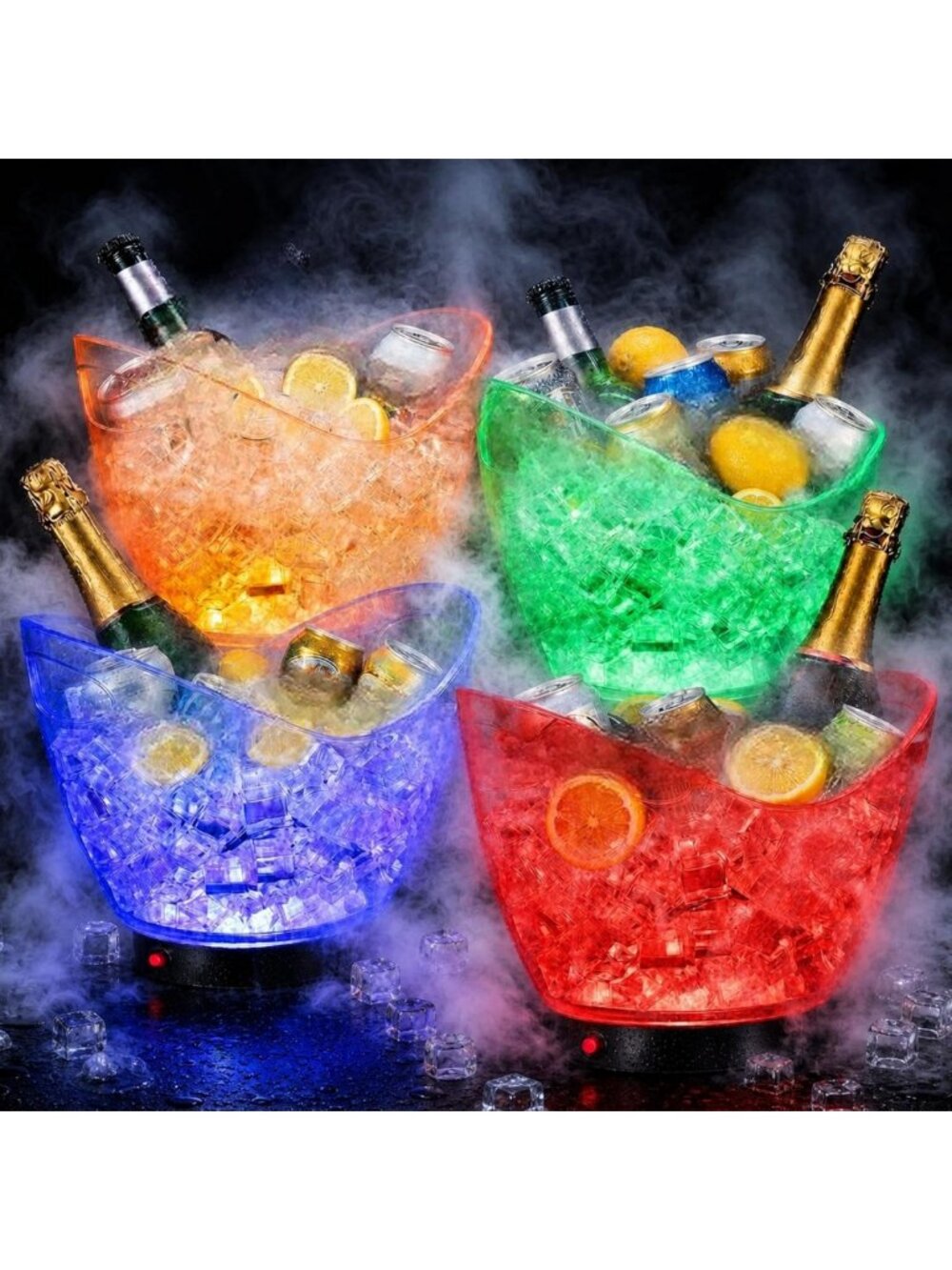 4-Piece 6L LED Ice Bucket Set for Parties, Events & Entertaining - Perfect Gift!